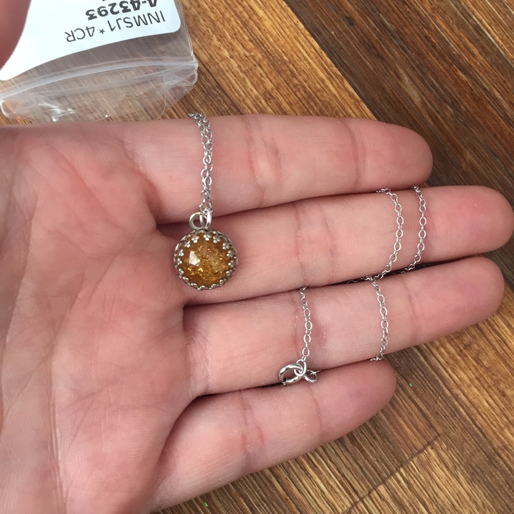 Genuine Amber Sterling Sliver Necklace